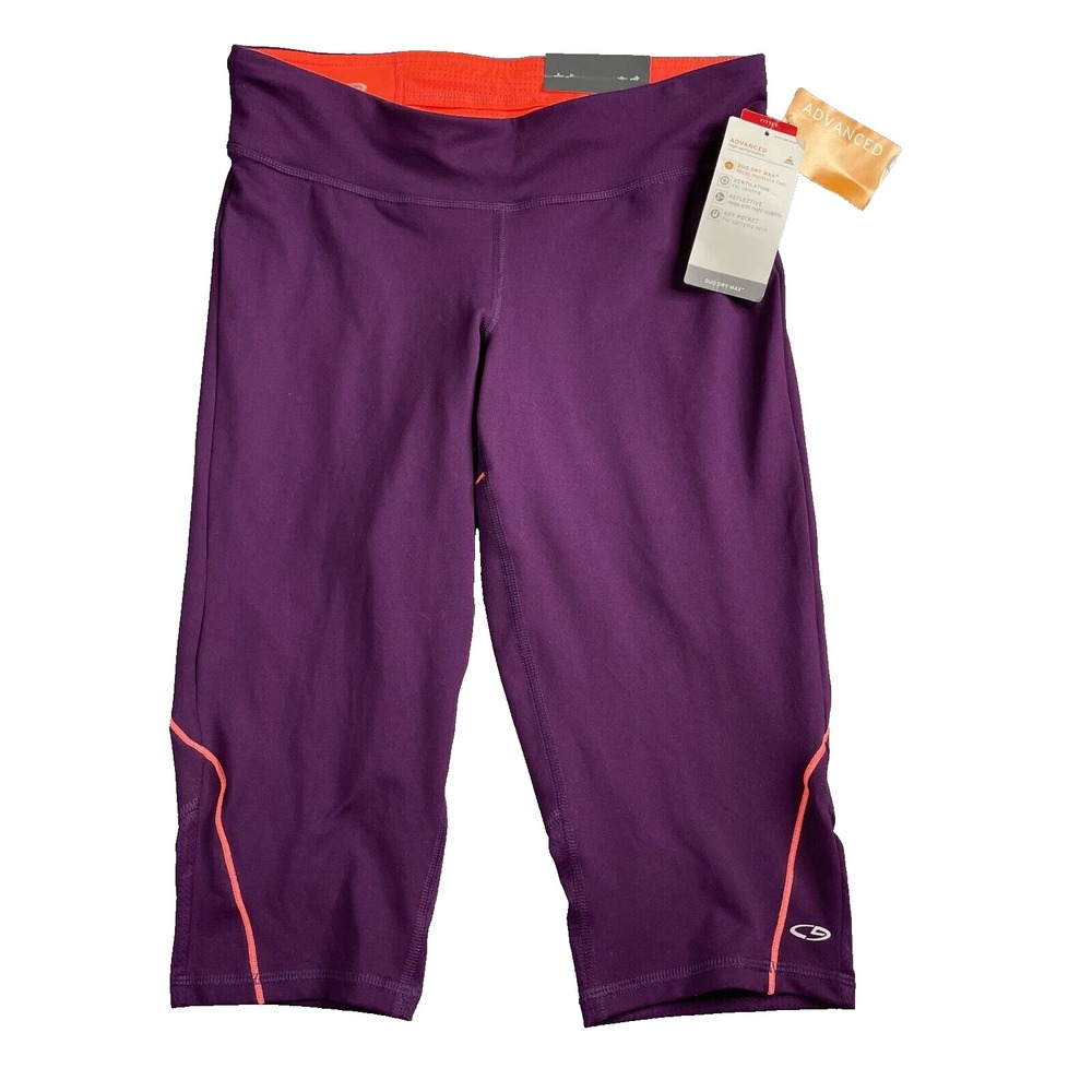 Champion Women's Fit Knee Tight Purple Duo Dry Max Moisture Wick Reflective Med